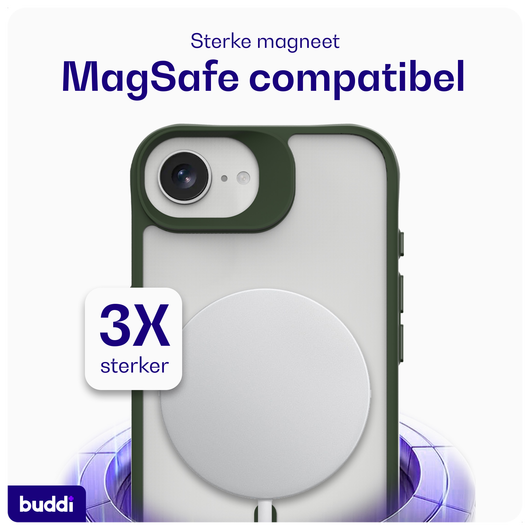 Buddi Hybrid Apple iPhone 16e Hoesje MagSafe Back Cover Matte Groen afbeelding 3