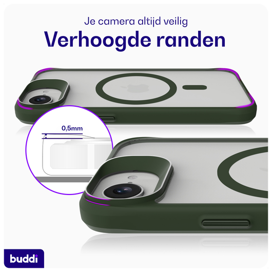 Buddi Hybrid Apple iPhone 16e Hoesje MagSafe Back Cover Matte Groen afbeelding 5