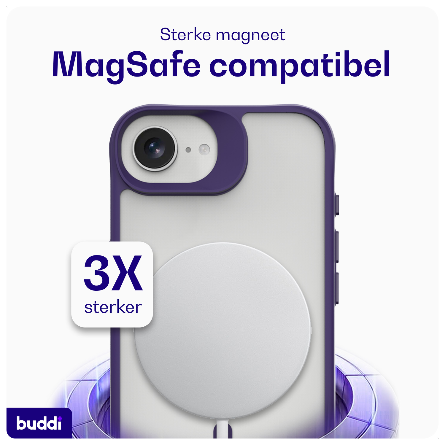 Buddi Hybrid Apple iPhone 16e Hoesje MagSafe Back Cover Matte Paars afbeelding 3