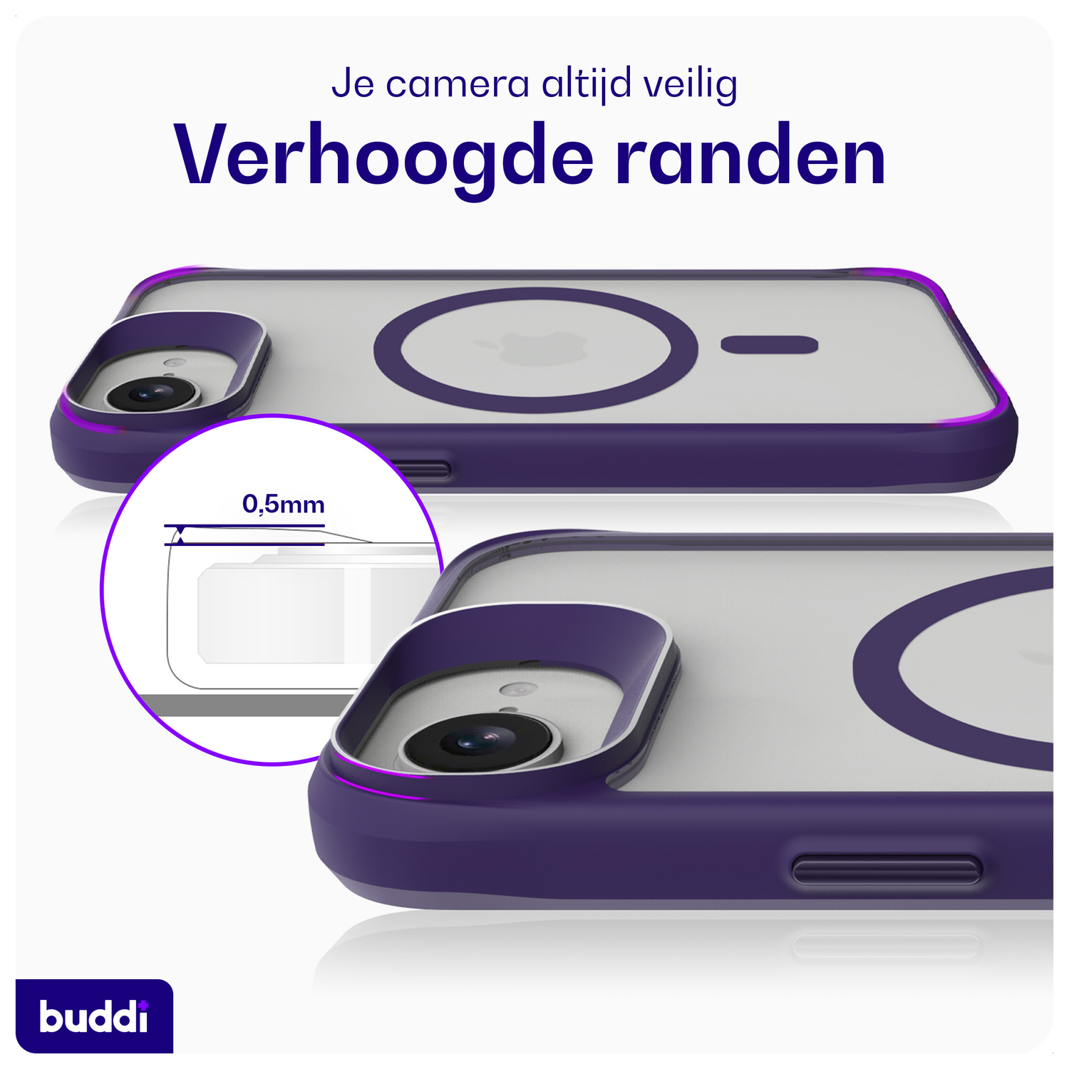 Buddi Hybrid Apple iPhone 16e Hoesje MagSafe Back Cover Matte Paars afbeelding 5