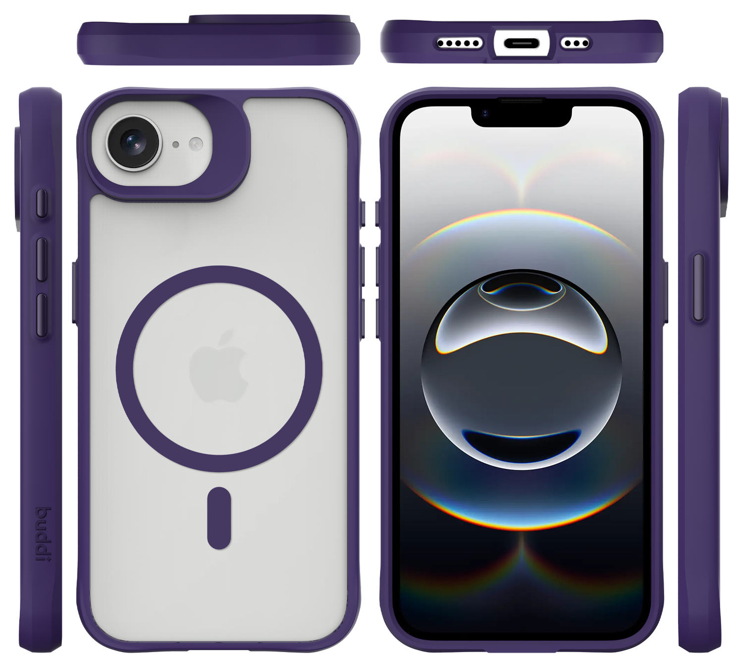 Buddi Hybrid Apple iPhone 16e Hoesje MagSafe Back Cover Matte Paars afbeelding 9