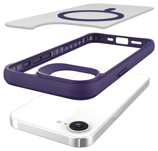 Buddi Hybrid Apple iPhone 16e Hoesje MagSafe Back Cover Matte Paars afbeelding 10