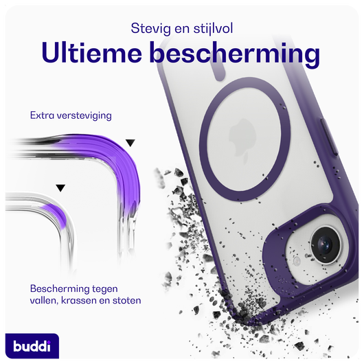 Buddi Hybrid Apple iPhone 16e Hoesje MagSafe Back Cover Matte Paars afbeelding 2