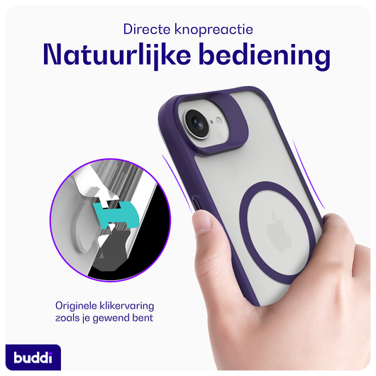 Buddi Hybrid Apple iPhone 16e Hoesje MagSafe Back Cover Matte Paars afbeelding 4