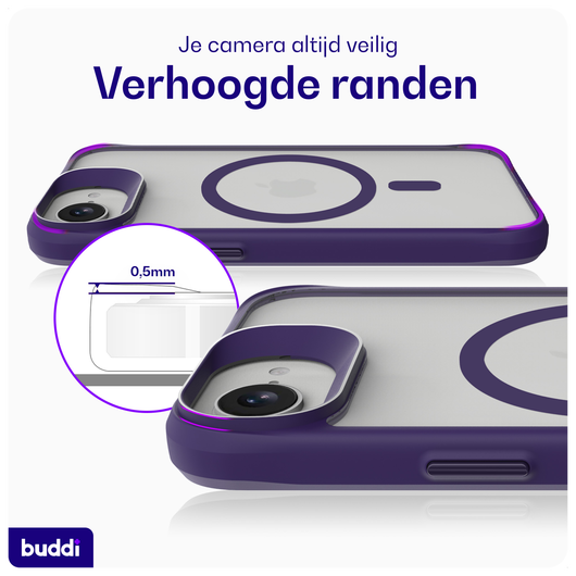 Buddi Hybrid Apple iPhone 16e Hoesje MagSafe Back Cover Matte Paars afbeelding 5