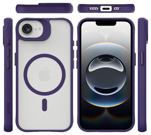 Buddi Hybrid Apple iPhone 16e Hoesje MagSafe Back Cover Matte Paars afbeelding 9