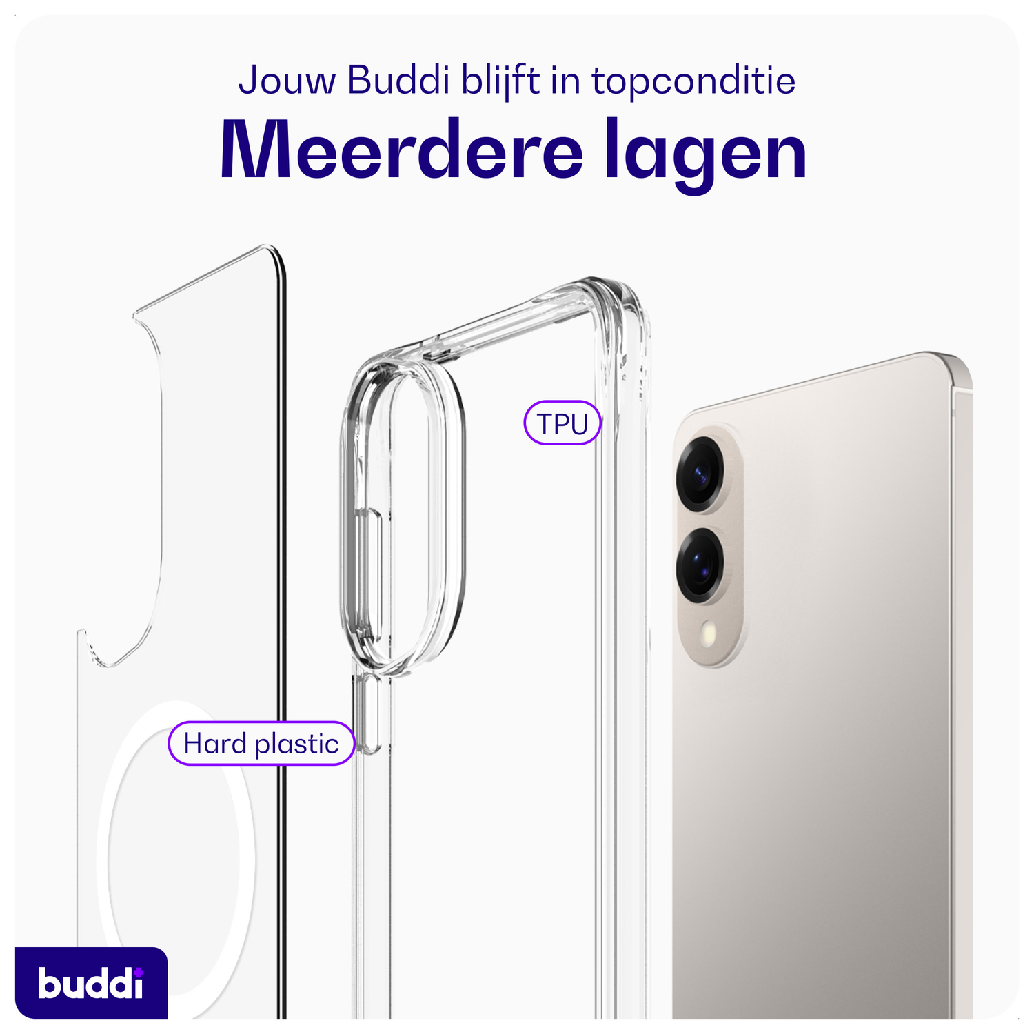 Buddi Core Samsung Galaxy S25 Edge Hoesje MagSafe Back Cover Transparant afbeelding 7