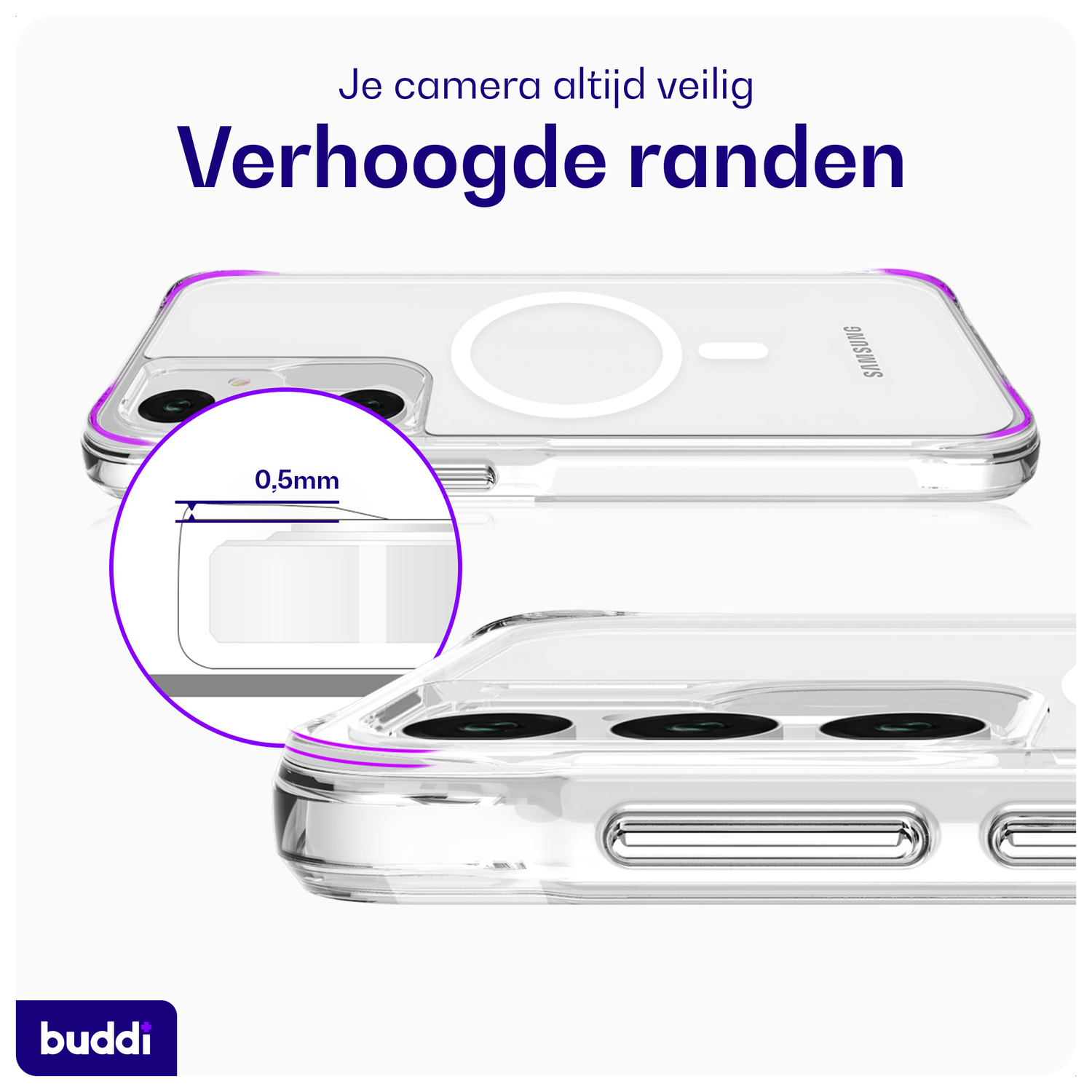 Buddi Core Samsung Galaxy A55 Hoesje MagSafe Back Cover Transparant afbeelding 6