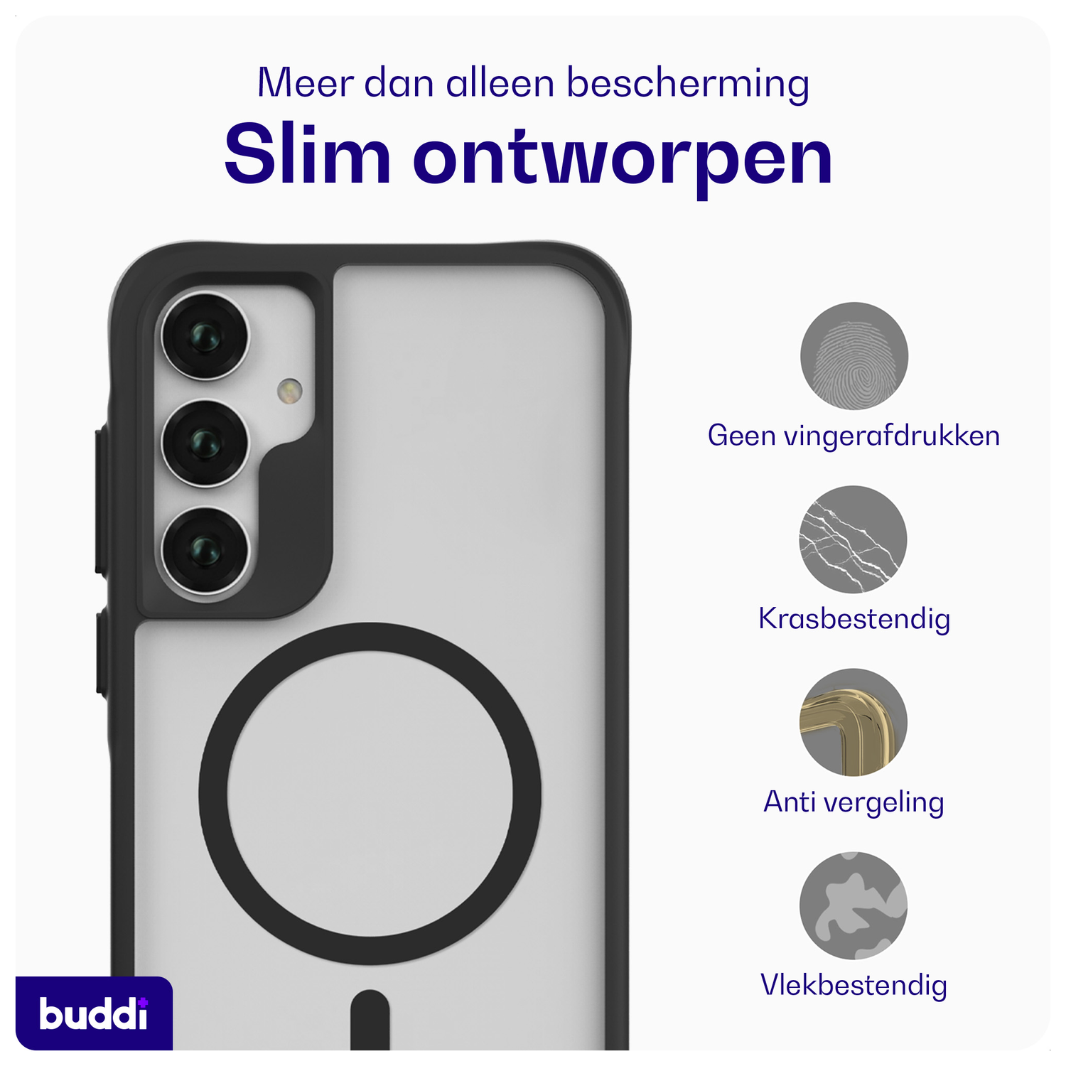 Buddi Hybrid Samsung Galaxy A55 Hoesje MagSafe Back Cover Matte Zwart afbeelding 6