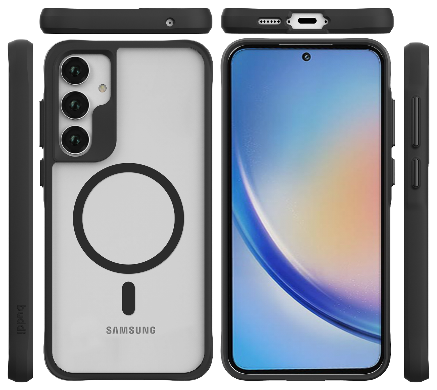 Buddi Hybrid Samsung Galaxy A55 Hoesje MagSafe Back Cover Matte Zwart afbeelding 9