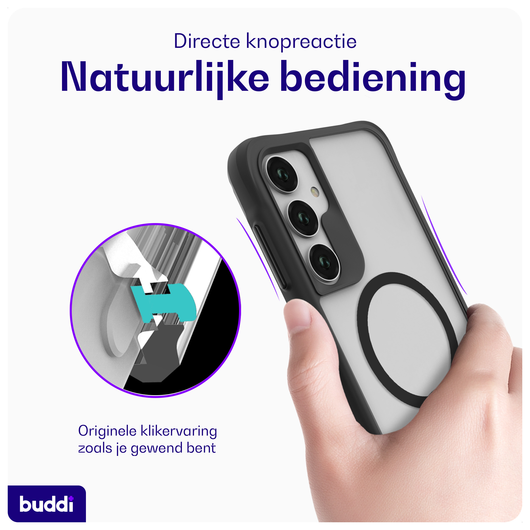 Buddi Hybrid Samsung Galaxy A55 Hoesje MagSafe Back Cover Matte Zwart afbeelding 4