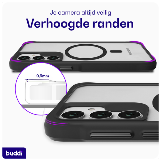 Buddi Hybrid Samsung Galaxy A55 Hoesje MagSafe Back Cover Matte Zwart afbeelding 5
