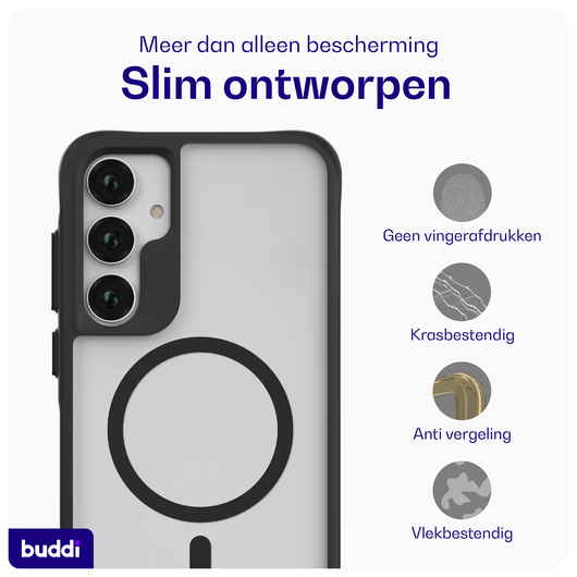 Buddi Hybrid Samsung Galaxy A55 Hoesje MagSafe Back Cover Matte Zwart afbeelding 6