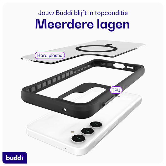 Buddi Hybrid Samsung Galaxy A55 Hoesje MagSafe Back Cover Matte Zwart afbeelding 7