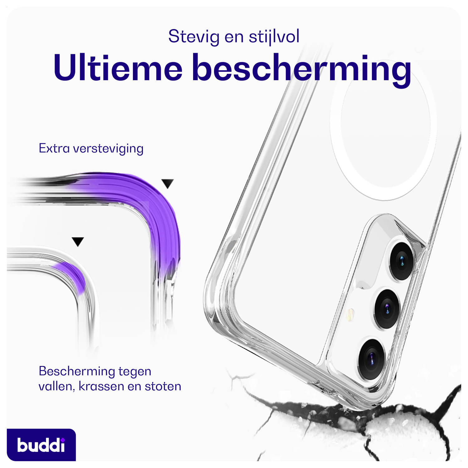 Buddi Core Samsung Galaxy S25 / S24 Hoesje MagSafe Back Cover Transparant afbeelding 2