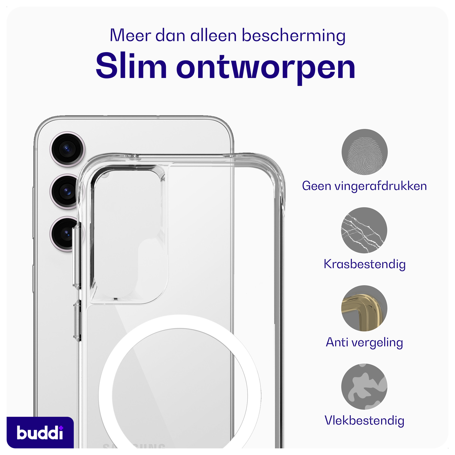 Buddi Core Samsung Galaxy S25 / S24 Hoesje MagSafe Back Cover Transparant afbeelding 4