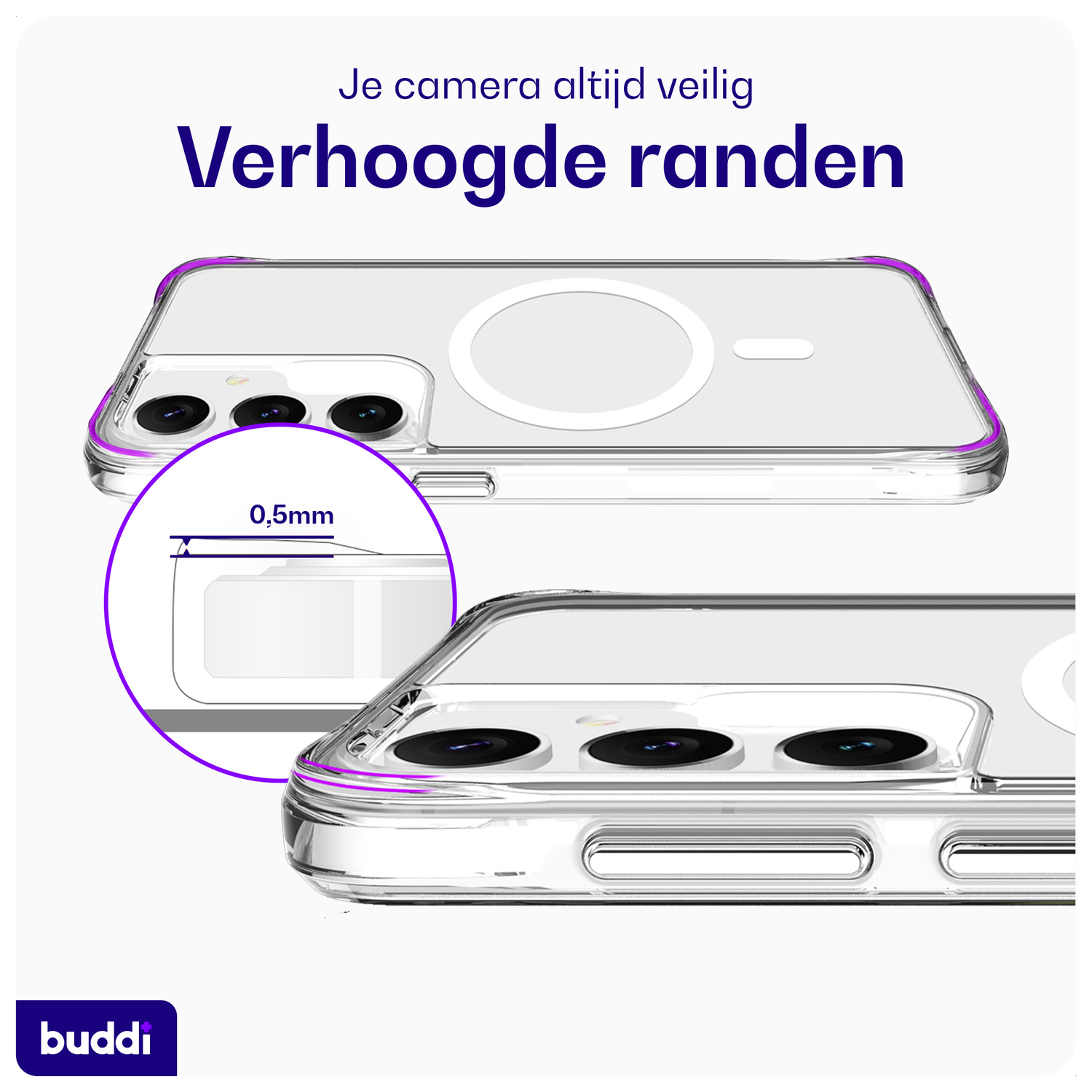 Buddi Core Samsung Galaxy S25 / S24 Hoesje MagSafe Back Cover Transparant afbeelding 6