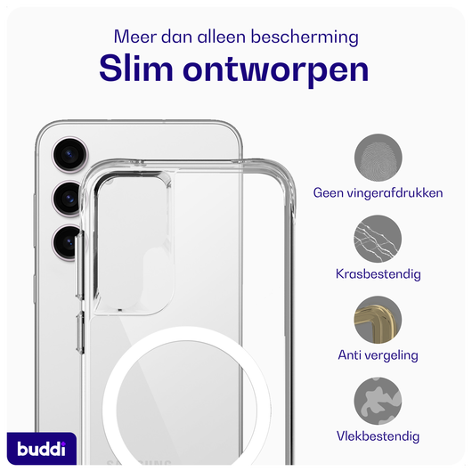 Buddi Core Samsung Galaxy S25 / S24 Hoesje MagSafe Back Cover Transparant afbeelding 4