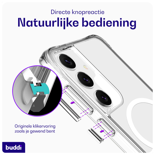 Buddi Core Samsung Galaxy S25 / S24 Hoesje MagSafe Back Cover Transparant afbeelding 5