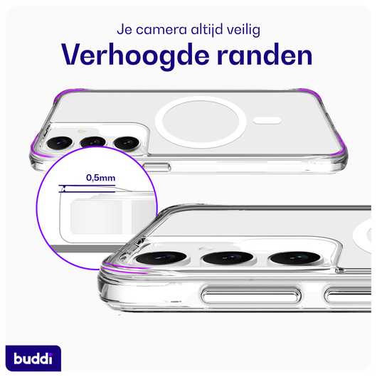 Buddi Core Samsung Galaxy S25 / S24 Hoesje MagSafe Back Cover Transparant afbeelding 6