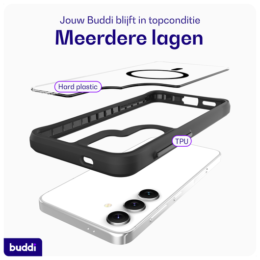 Buddi Hybrid Samsung Galaxy S25 / S24 Hoesje MagSafe Transparant Zwart afbeelding 7