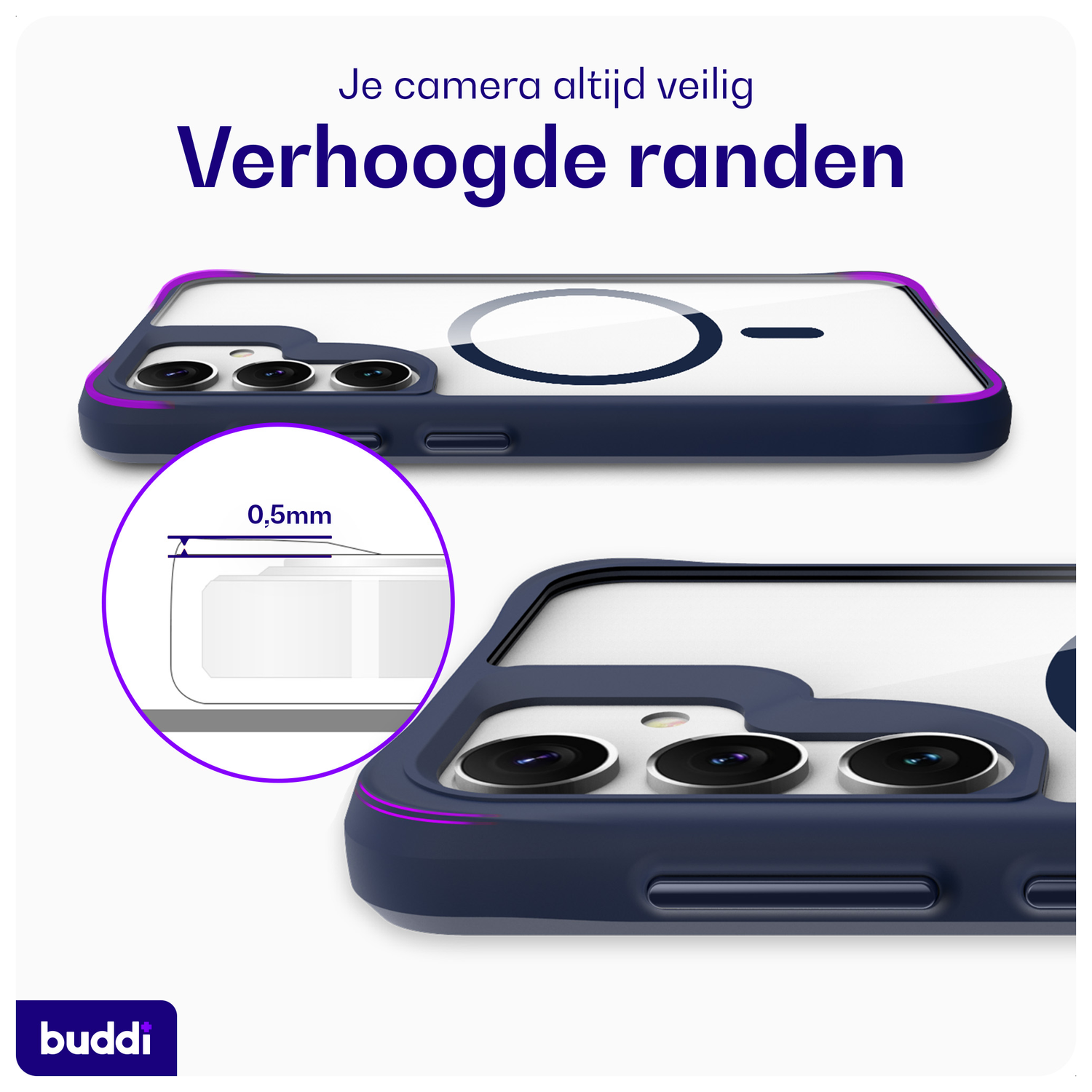 Buddi Hybrid Samsung Galaxy S25 / S24 Hoesje MagSafe Transparant Blauw afbeelding 5