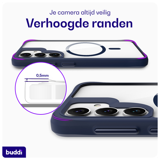 Buddi Hybrid Samsung Galaxy S25 / S24 Hoesje MagSafe Transparant Blauw afbeelding 5