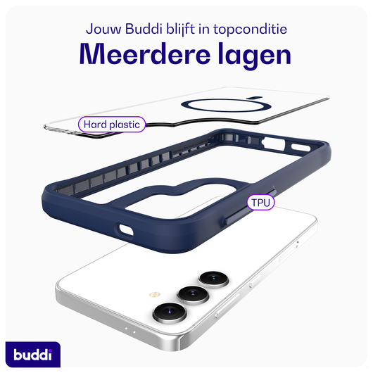 Buddi Hybrid Samsung Galaxy S25 / S24 Hoesje MagSafe Transparant Blauw afbeelding 7