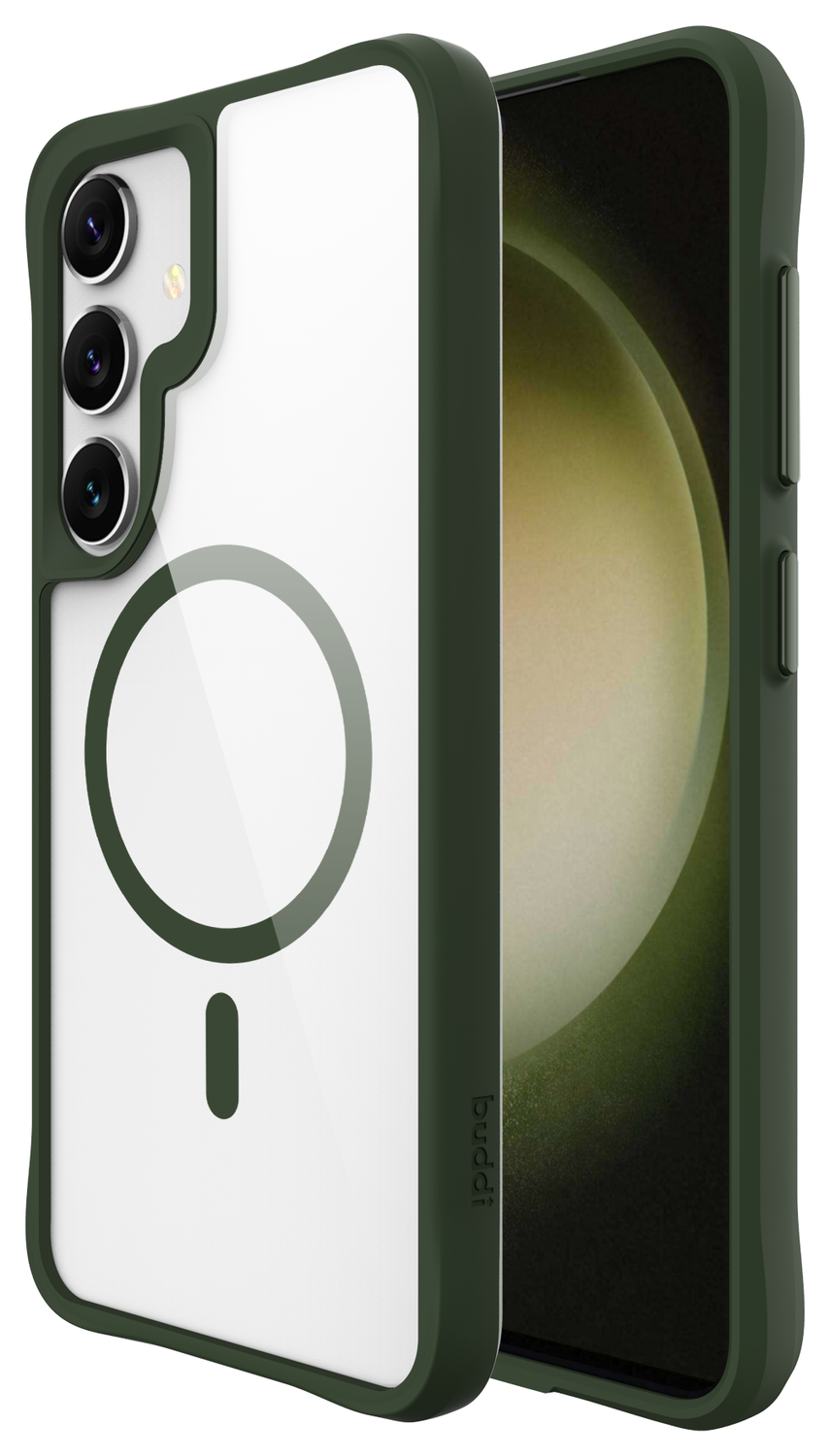 Buddi Hybrid Samsung Galaxy S25 / S24 Hoesje MagSafe Transparant Groen afbeelding 1
