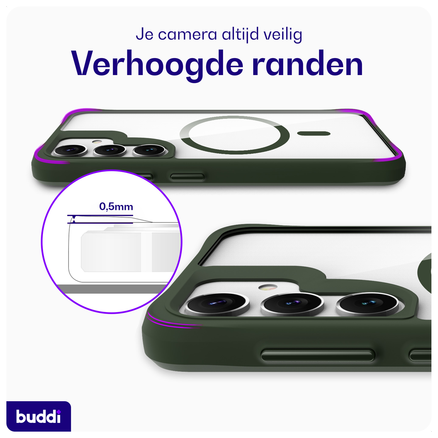 Buddi Hybrid Samsung Galaxy S25 / S24 Hoesje MagSafe Transparant Groen afbeelding 5