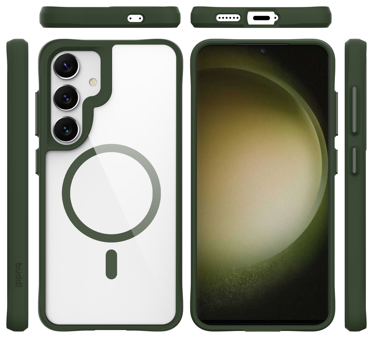 Buddi Hybrid Samsung Galaxy S25 / S24 Hoesje MagSafe Transparant Groen afbeelding 9