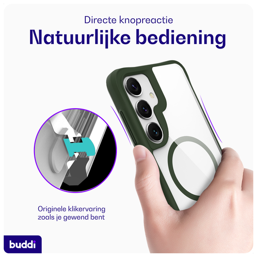 Buddi Hybrid Samsung Galaxy S25 / S24 Hoesje MagSafe Transparant Groen afbeelding 4