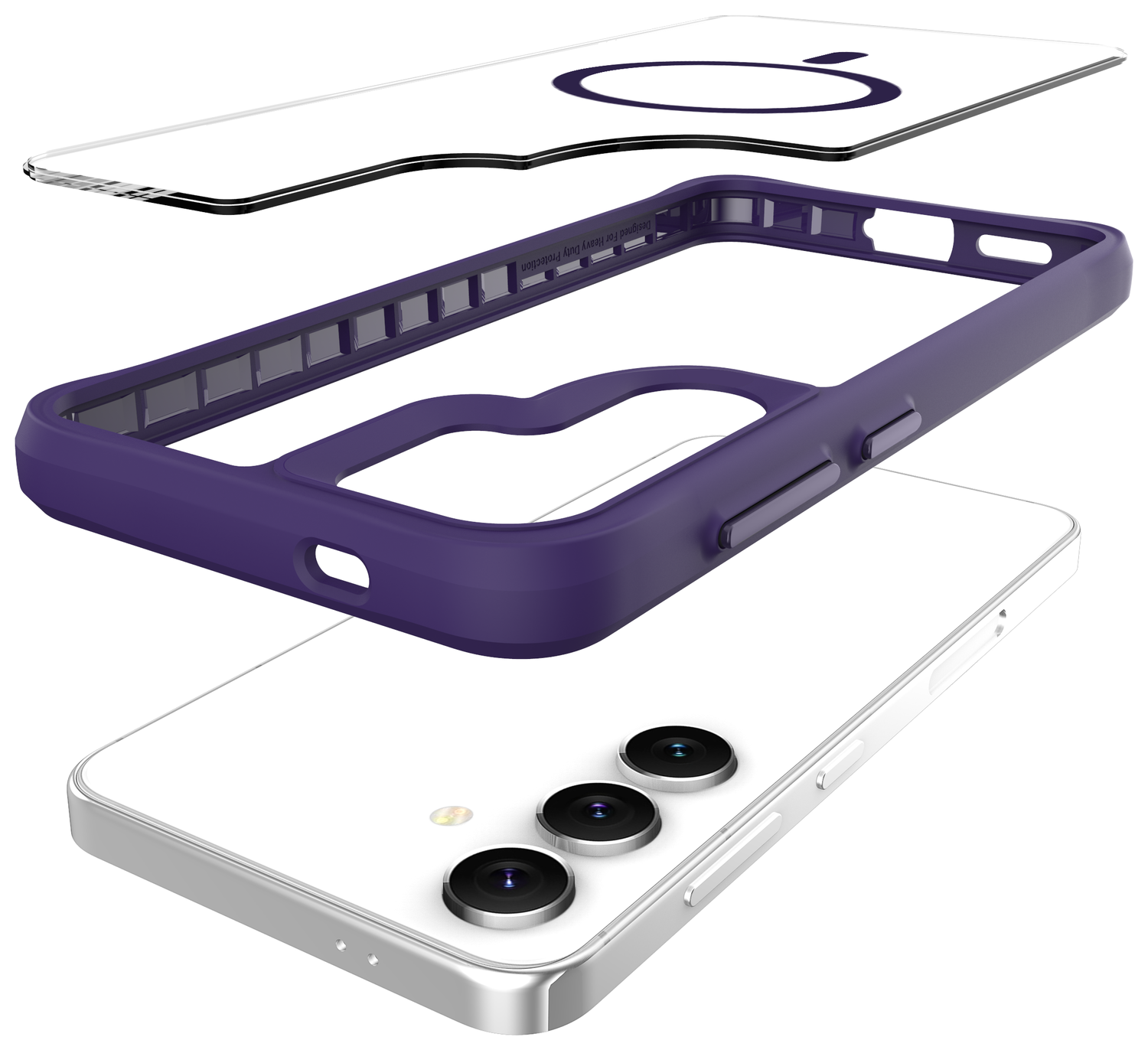 Buddi Hybrid Samsung Galaxy S25 / S24 Hoesje MagSafe Transparant Paars afbeelding 10