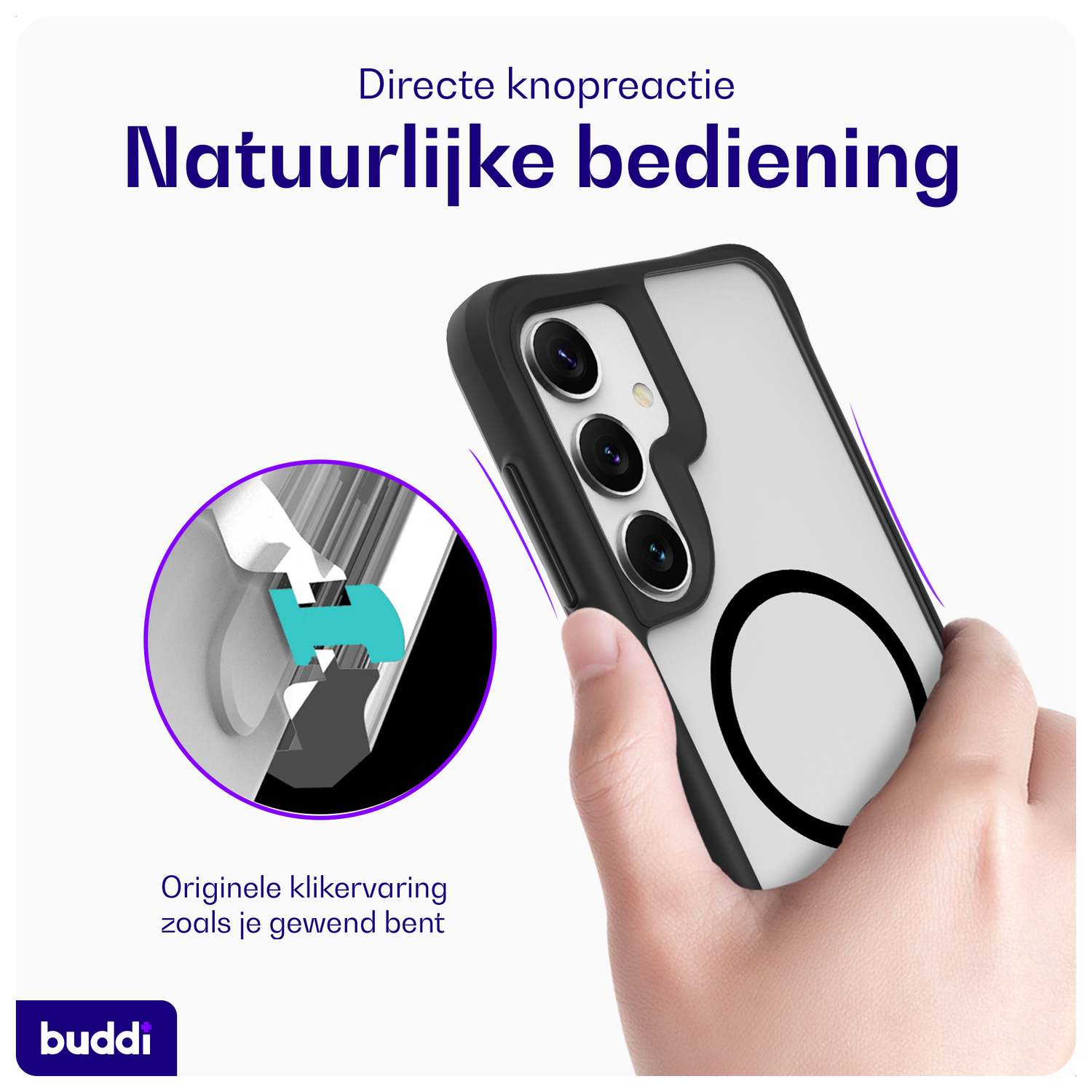 Buddi Hybrid Samsung Galaxy S25 / S24 Hoesje MagSafe Matte Zwart afbeelding 4