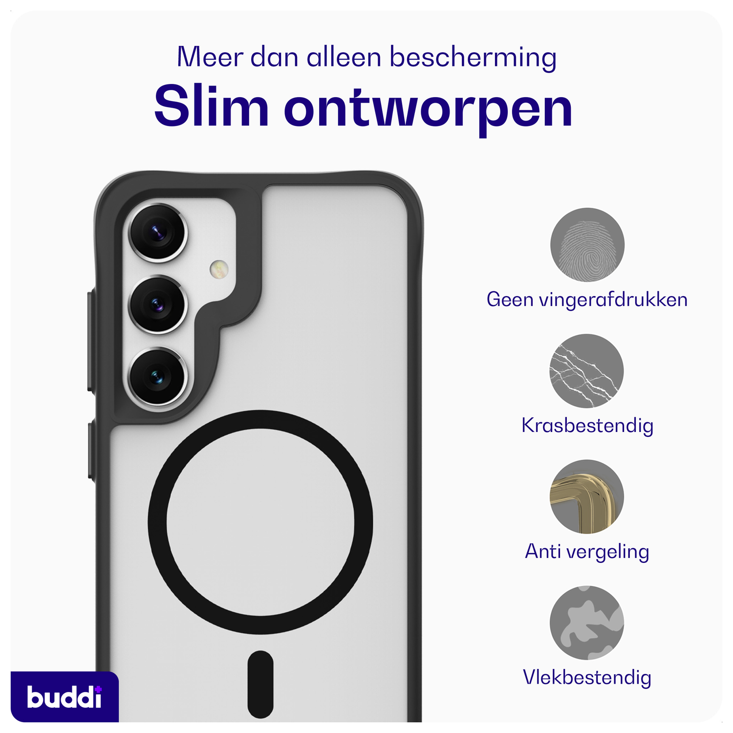Buddi Hybrid Samsung Galaxy S25 / S24 Hoesje MagSafe Matte Zwart afbeelding 6