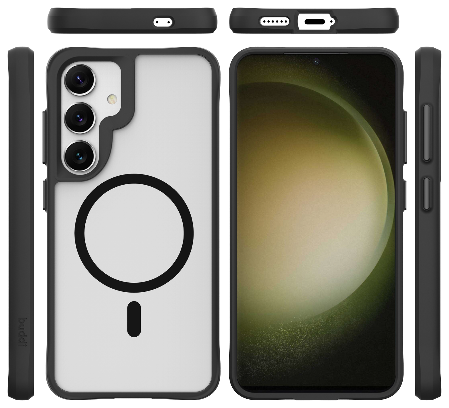 Buddi Hybrid Samsung Galaxy S25 / S24 Hoesje MagSafe Matte Zwart afbeelding 9