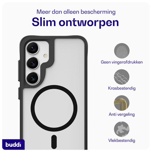 Buddi Hybrid Samsung Galaxy S25 / S24 Hoesje MagSafe Matte Zwart afbeelding 6