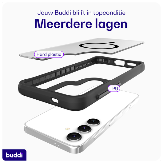 Buddi Hybrid Samsung Galaxy S25 / S24 Hoesje MagSafe Matte Zwart afbeelding 7