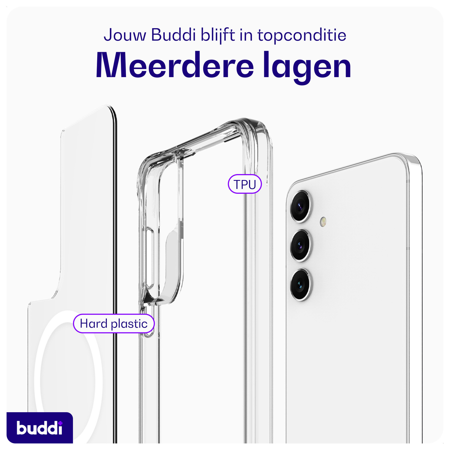 Buddi Core Samsung Galaxy S25 Plus / S24 Plus Hoesje MagSafe Transparant afbeelding 7