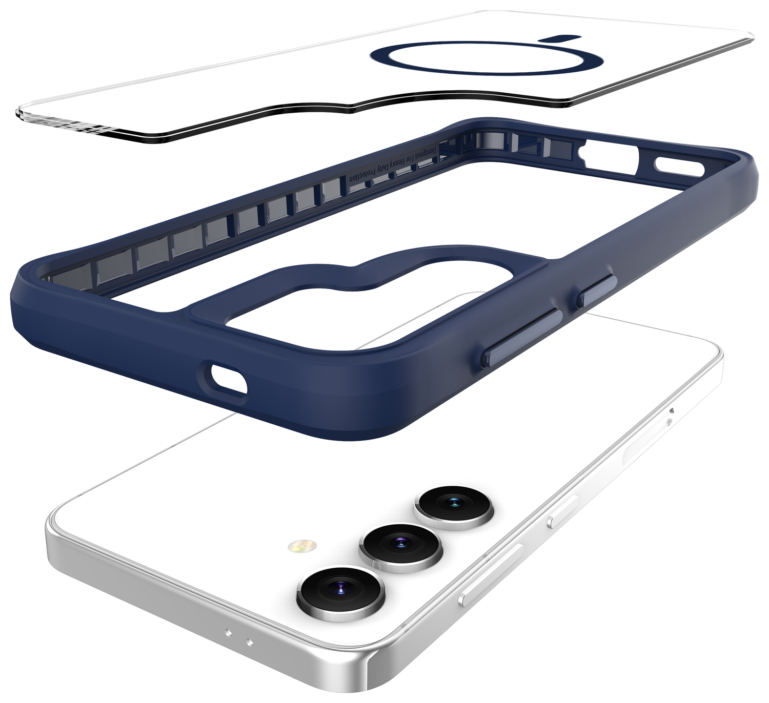 Buddi Hybrid Samsung Galaxy S25 Plus / S24 Plus Hoesje MagSafe Transparant Blauw afbeelding 10