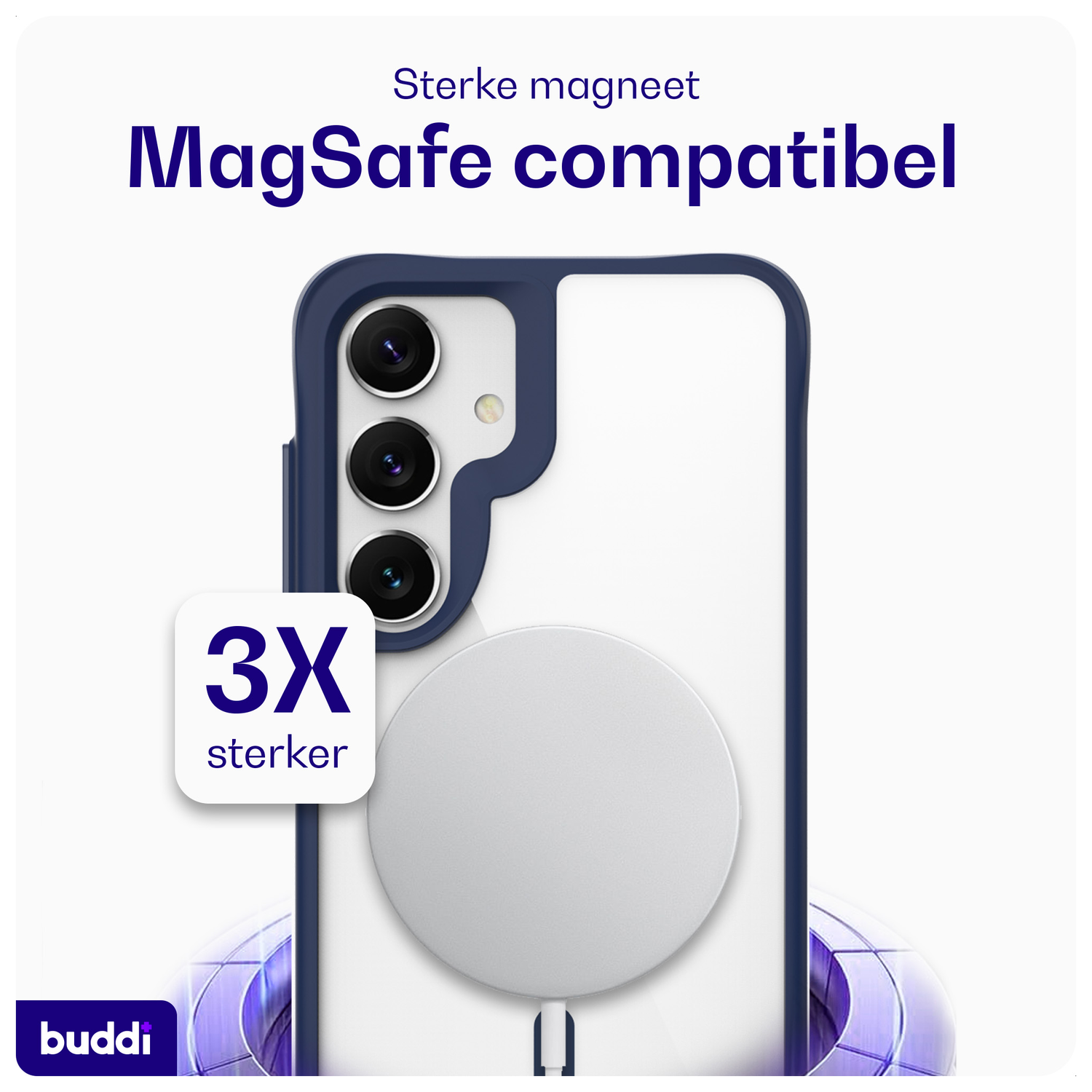 Buddi Hybrid Samsung Galaxy S25 Plus / S24 Plus Hoesje MagSafe Transparant Blauw afbeelding 3