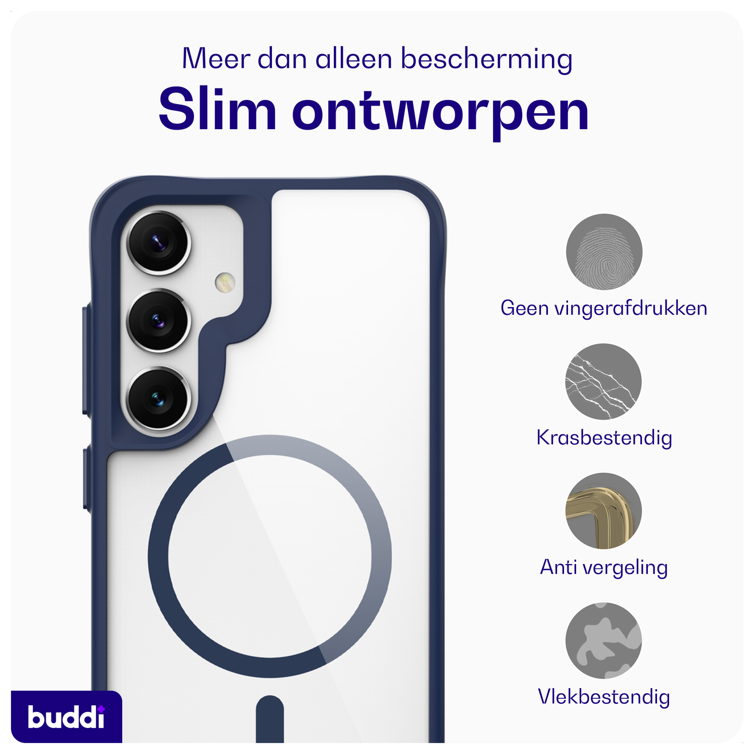 Buddi Hybrid Samsung Galaxy S25 Plus / S24 Plus Hoesje MagSafe Transparant Blauw afbeelding 6