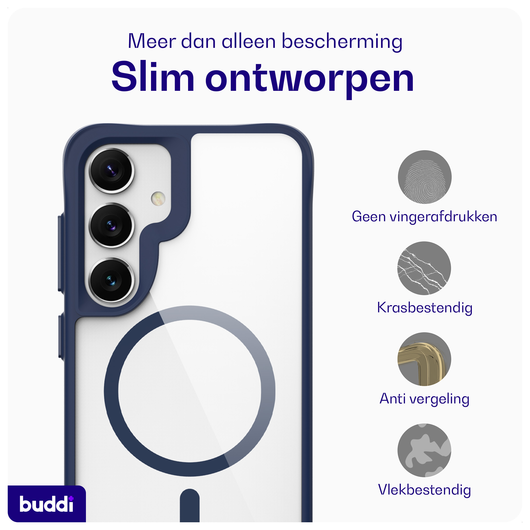 Buddi Hybrid Samsung Galaxy S25 Plus / S24 Plus Hoesje MagSafe Transparant Blauw afbeelding 6