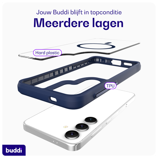 Buddi Hybrid Samsung Galaxy S25 Plus / S24 Plus Hoesje MagSafe Transparant Blauw afbeelding 7