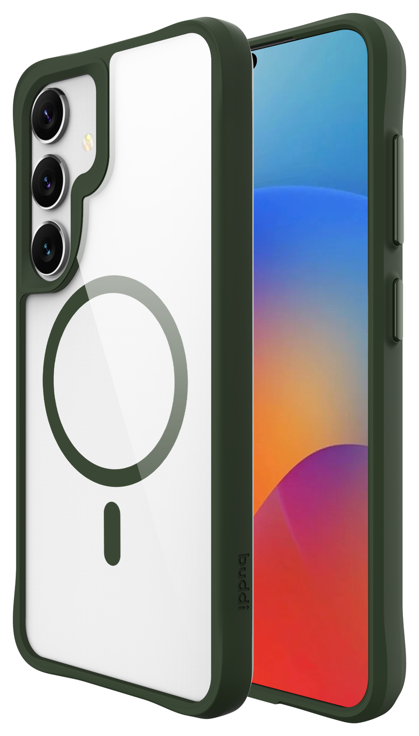 Buddi Hybrid Samsung Galaxy S25 Plus / S24 Plus Hoesje MagSafe Transparant Groen afbeelding 1