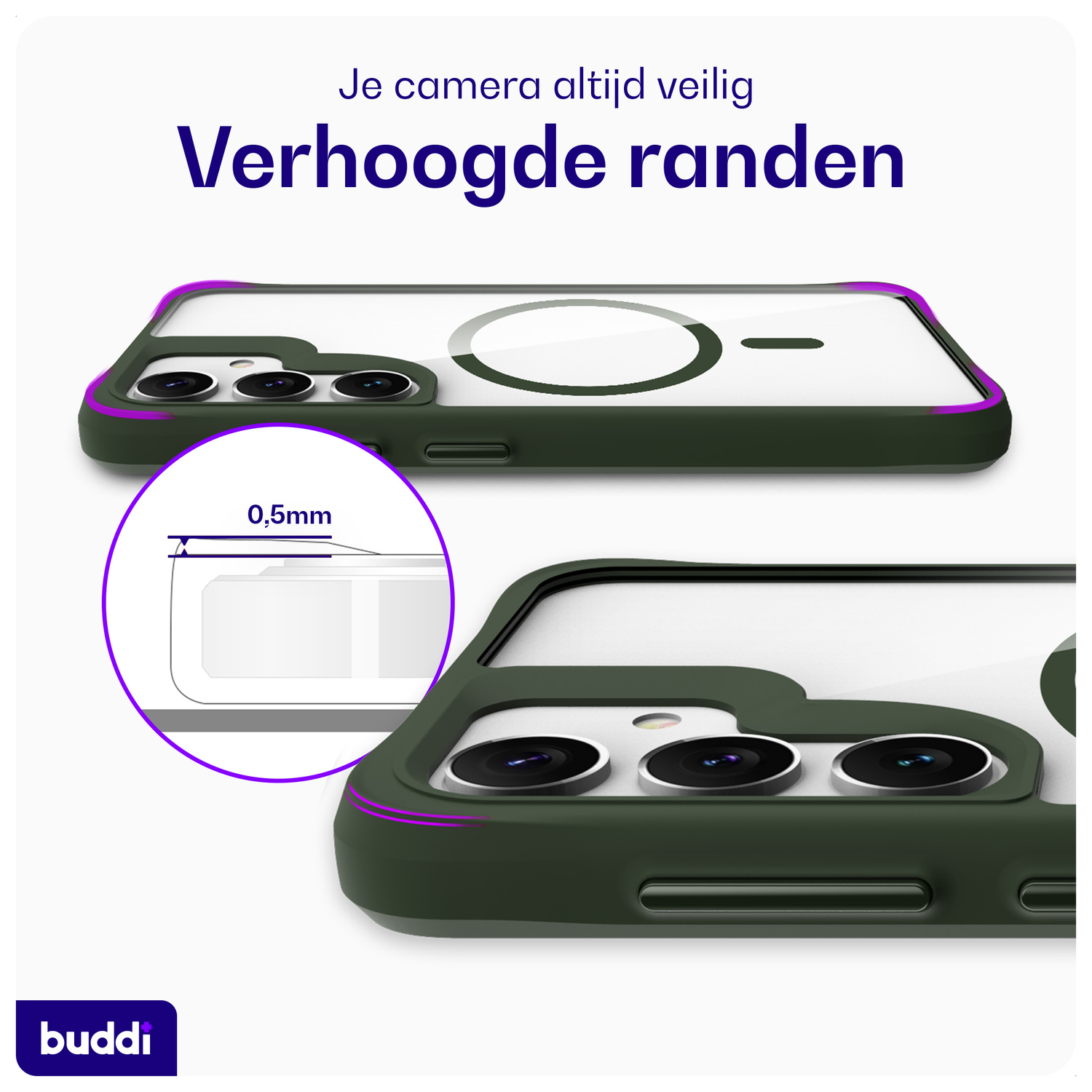 Buddi Hybrid Samsung Galaxy S25 Plus / S24 Plus Hoesje MagSafe Transparant Groen afbeelding 5