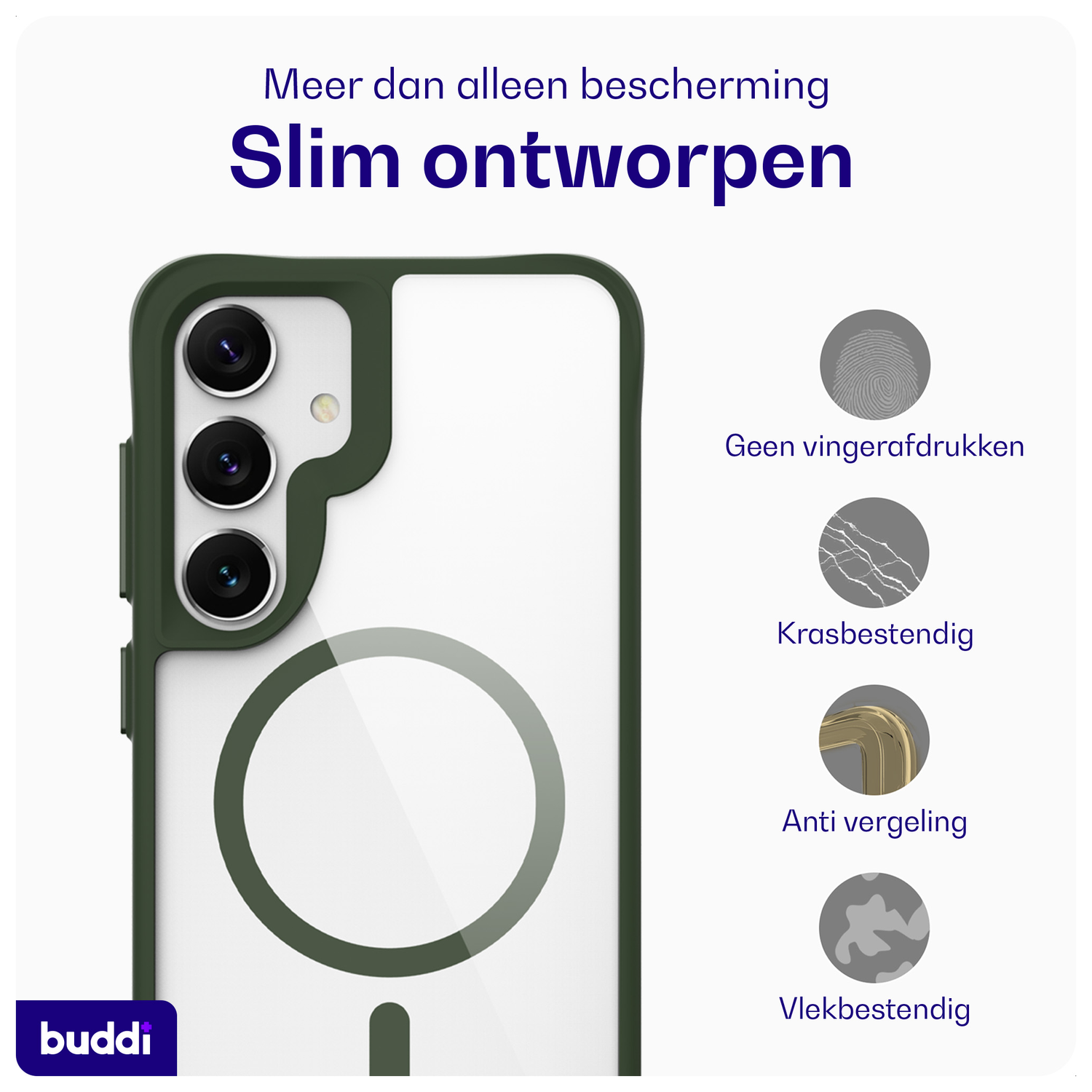 Buddi Hybrid Samsung Galaxy S25 Plus / S24 Plus Hoesje MagSafe Transparant Groen afbeelding 6