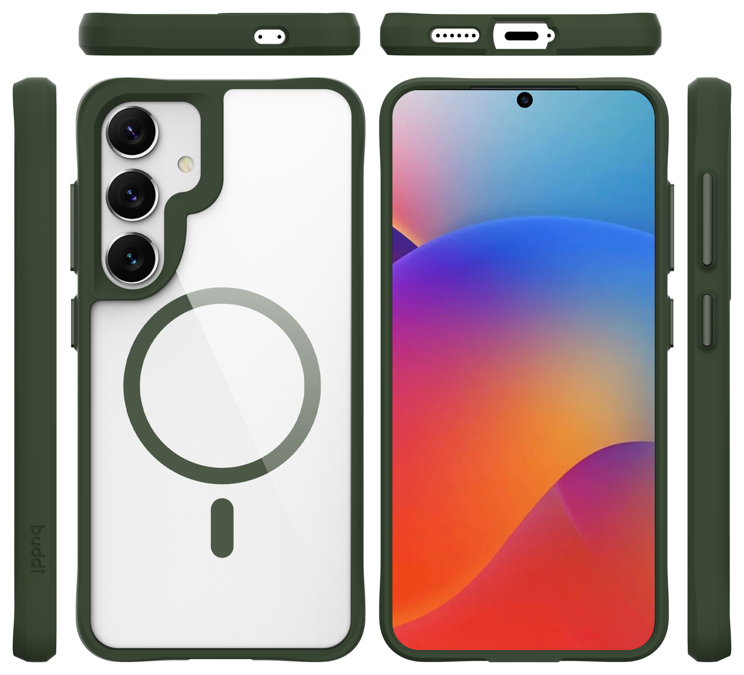 Buddi Hybrid Samsung Galaxy S25 Plus / S24 Plus Hoesje MagSafe Transparant Groen afbeelding 9