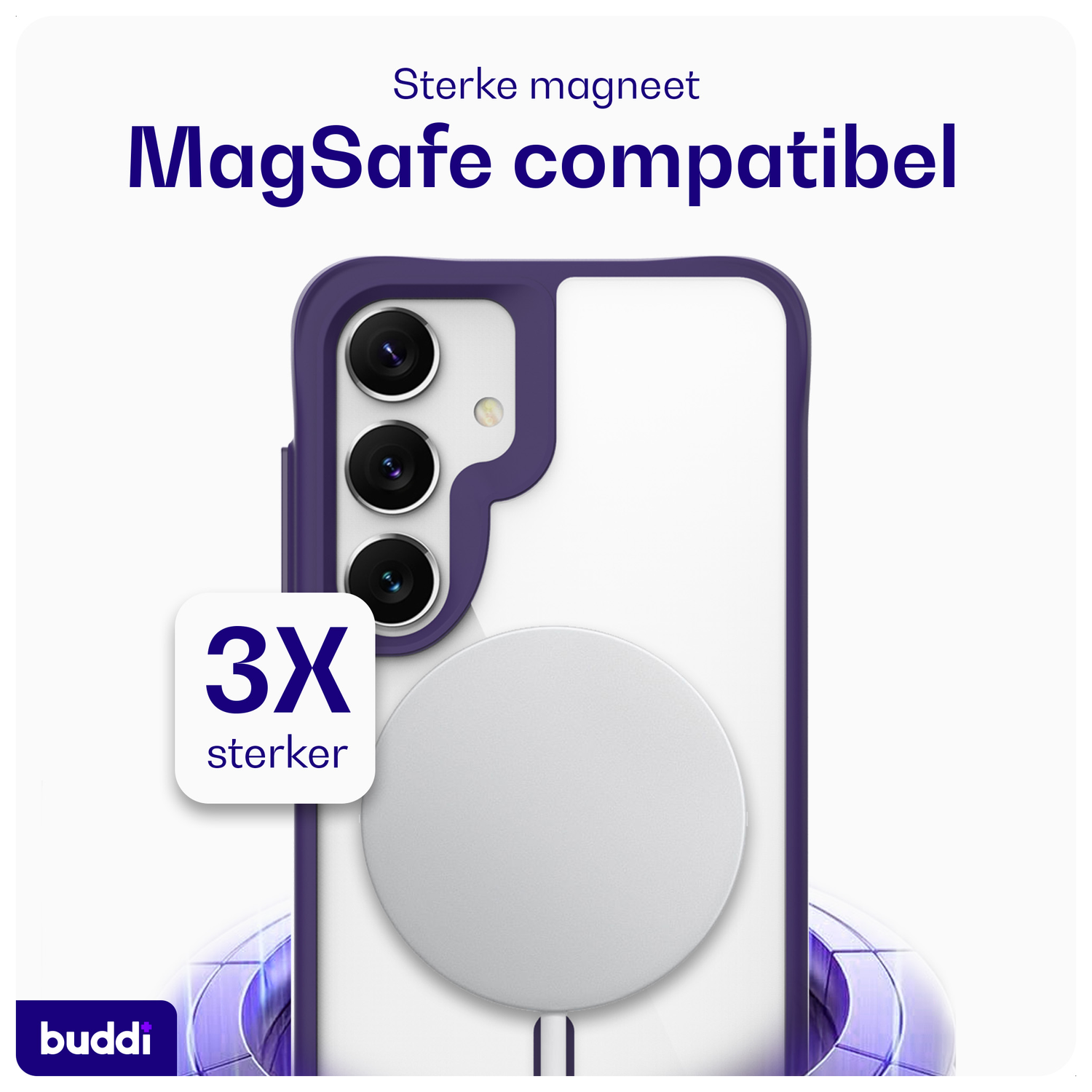 Buddi Hybrid Samsung Galaxy S25 Plus / S24 Plus Hoesje MagSafe Transparant Paars afbeelding 3