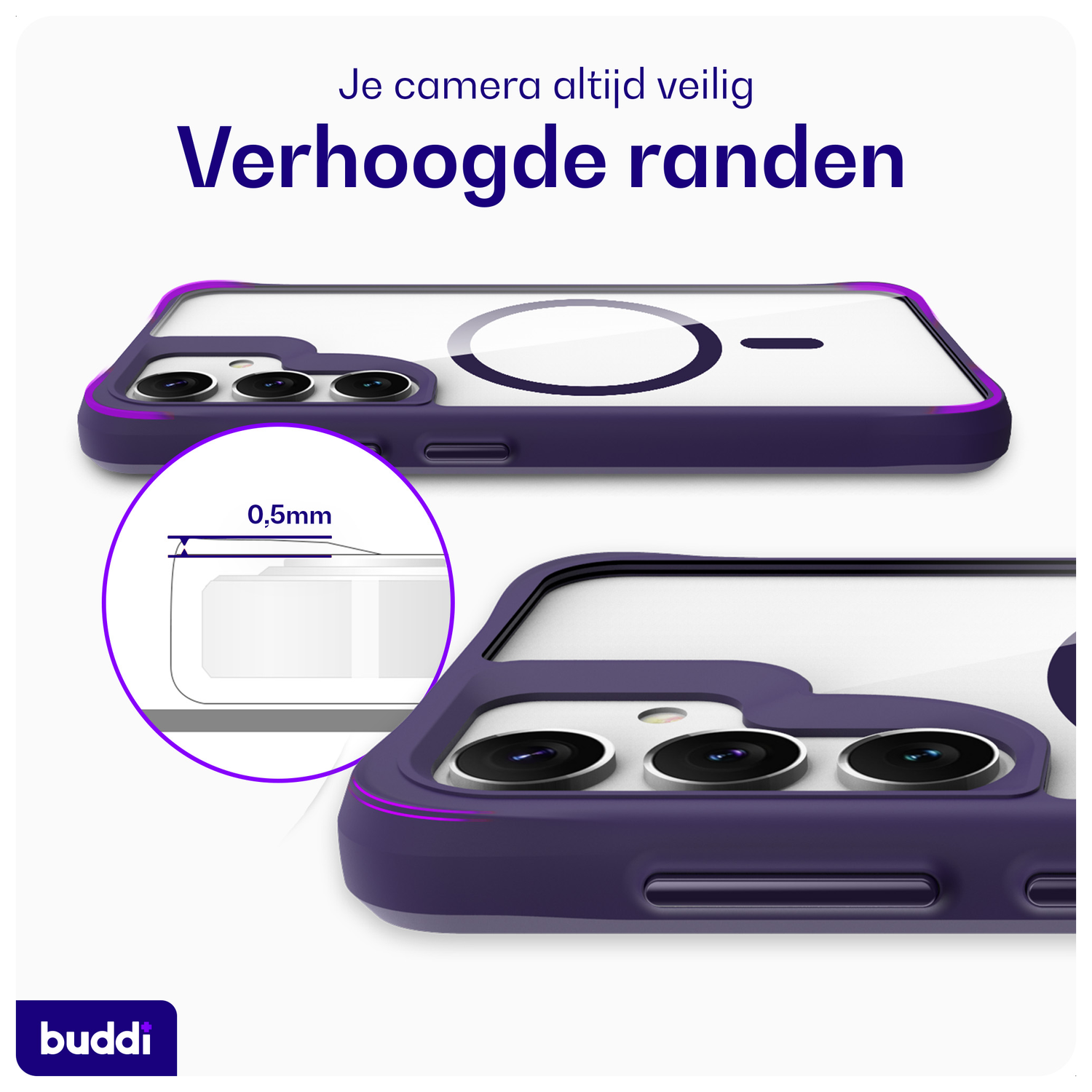 Buddi Hybrid Samsung Galaxy S25 Plus / S24 Plus Hoesje MagSafe Transparant Paars afbeelding 5